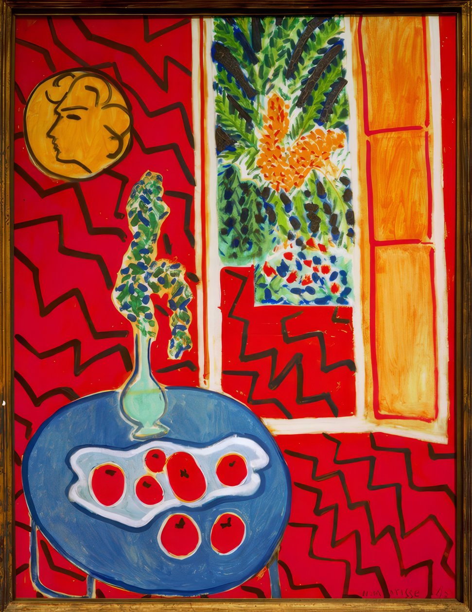 Interior rojo, bodegón sobre mesa azul de Henri Matisse