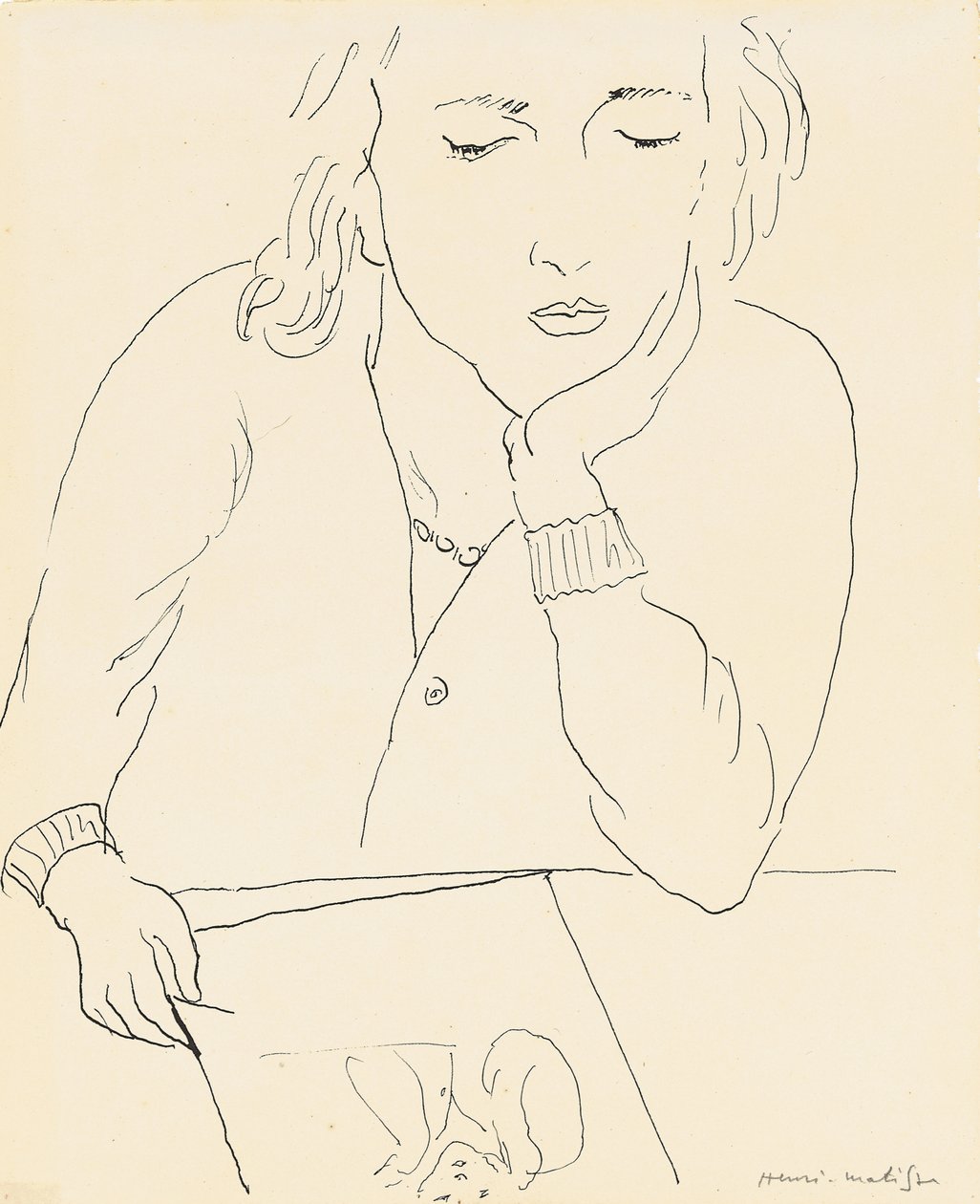 Mujer leyendo (pluma y tinta sobre papel) de Henri Matisse