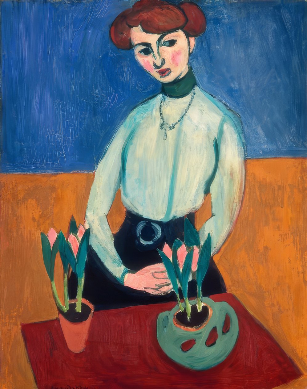 Mujer joven con tulipanes de Henri Matisse