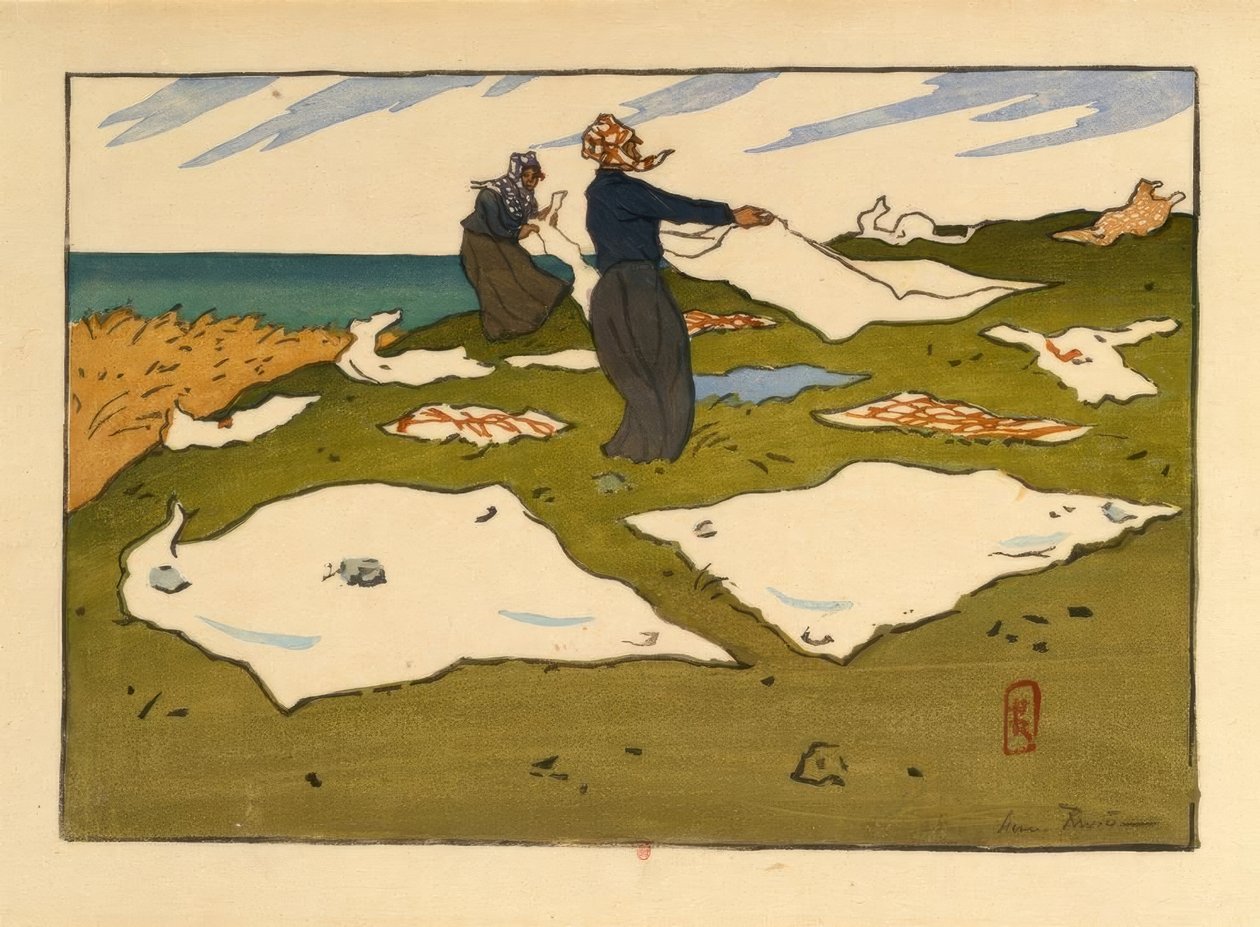 Mujeres secando ropa (Saint-Briac) de Henri Rivière