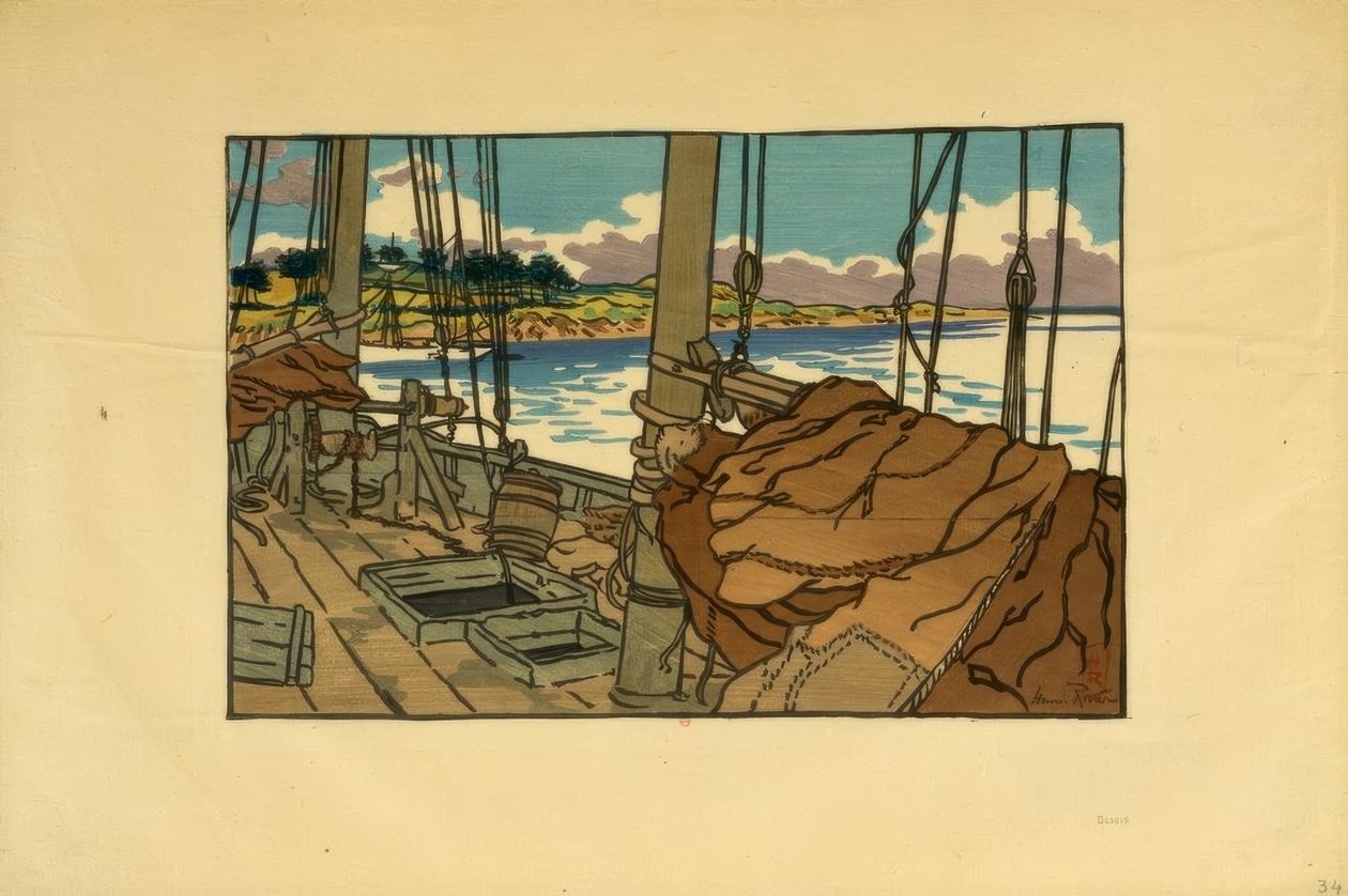 Pescador de langostas en la desembocadura del Trieux (Loguivy) de Henri Rivière