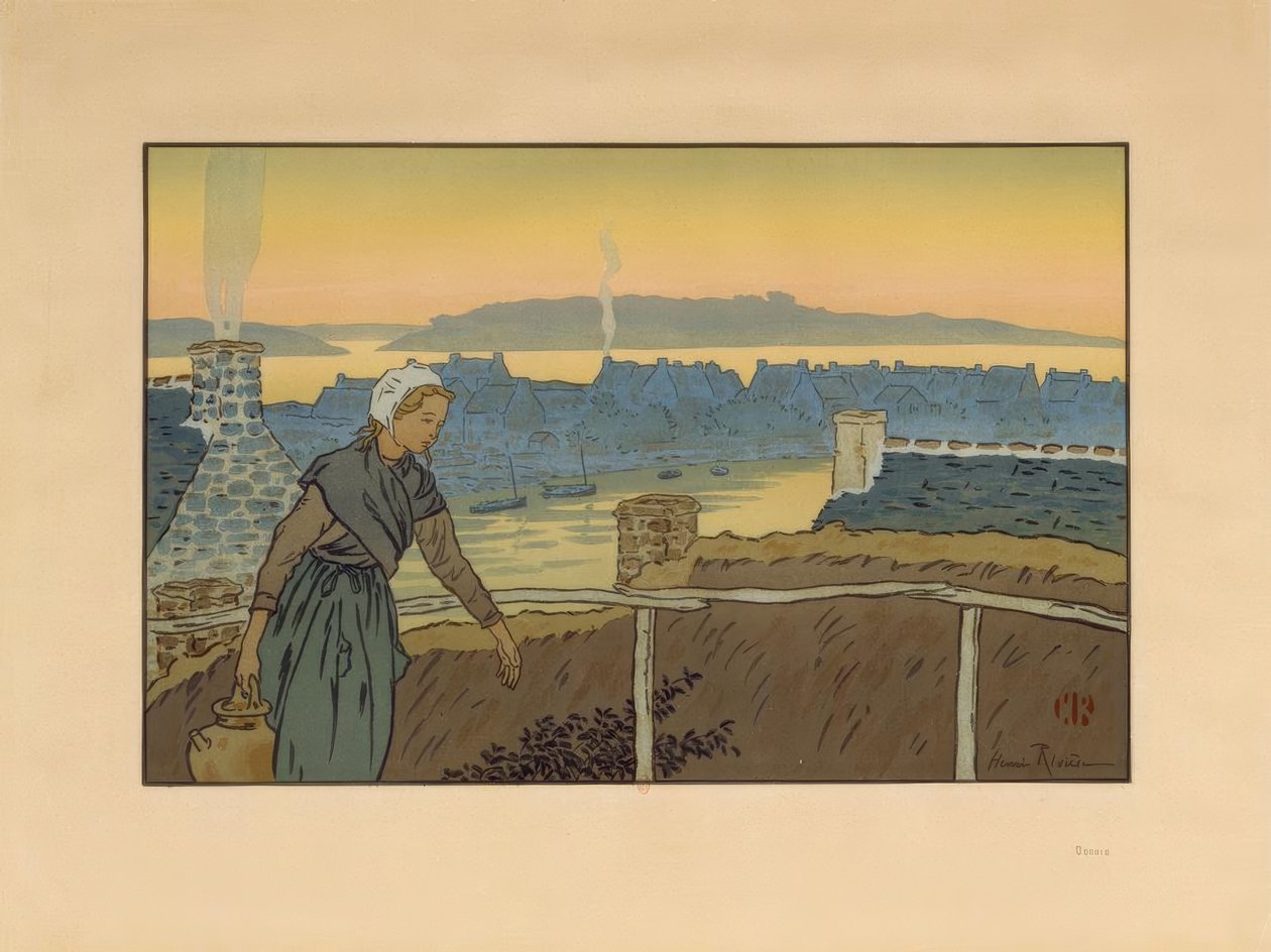 Loguivy al atardecer de Henri Rivière