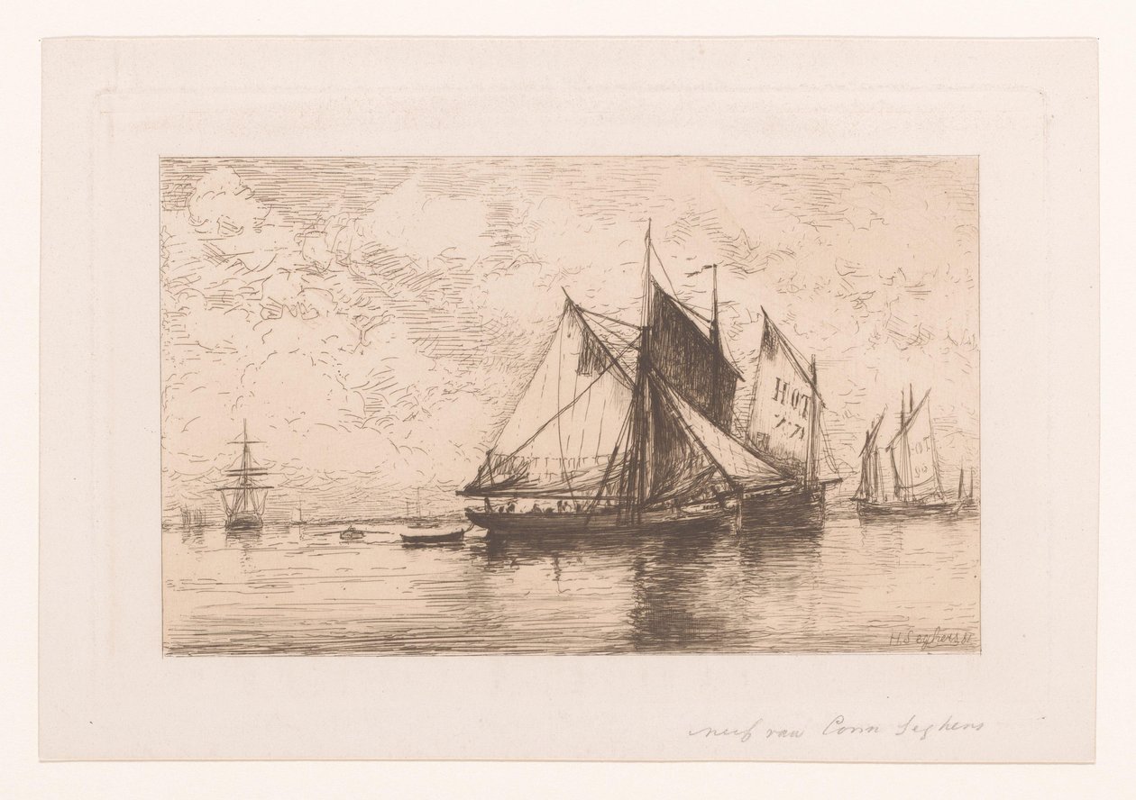 Barcos de pesca en mares tranquilos de Henri Seghers
