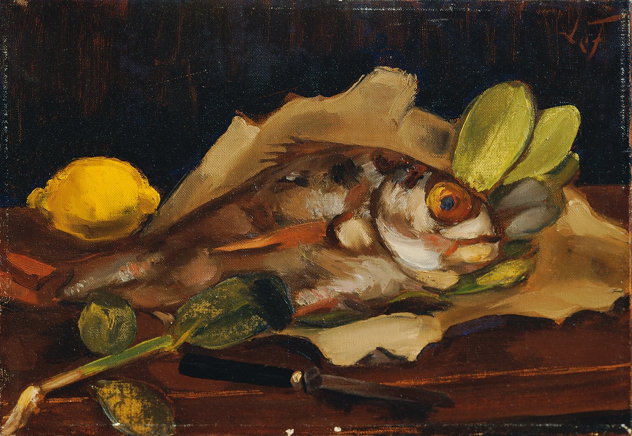 Bodegón de pescado con limón de Henri Victor Gabriel Le Fauconnier