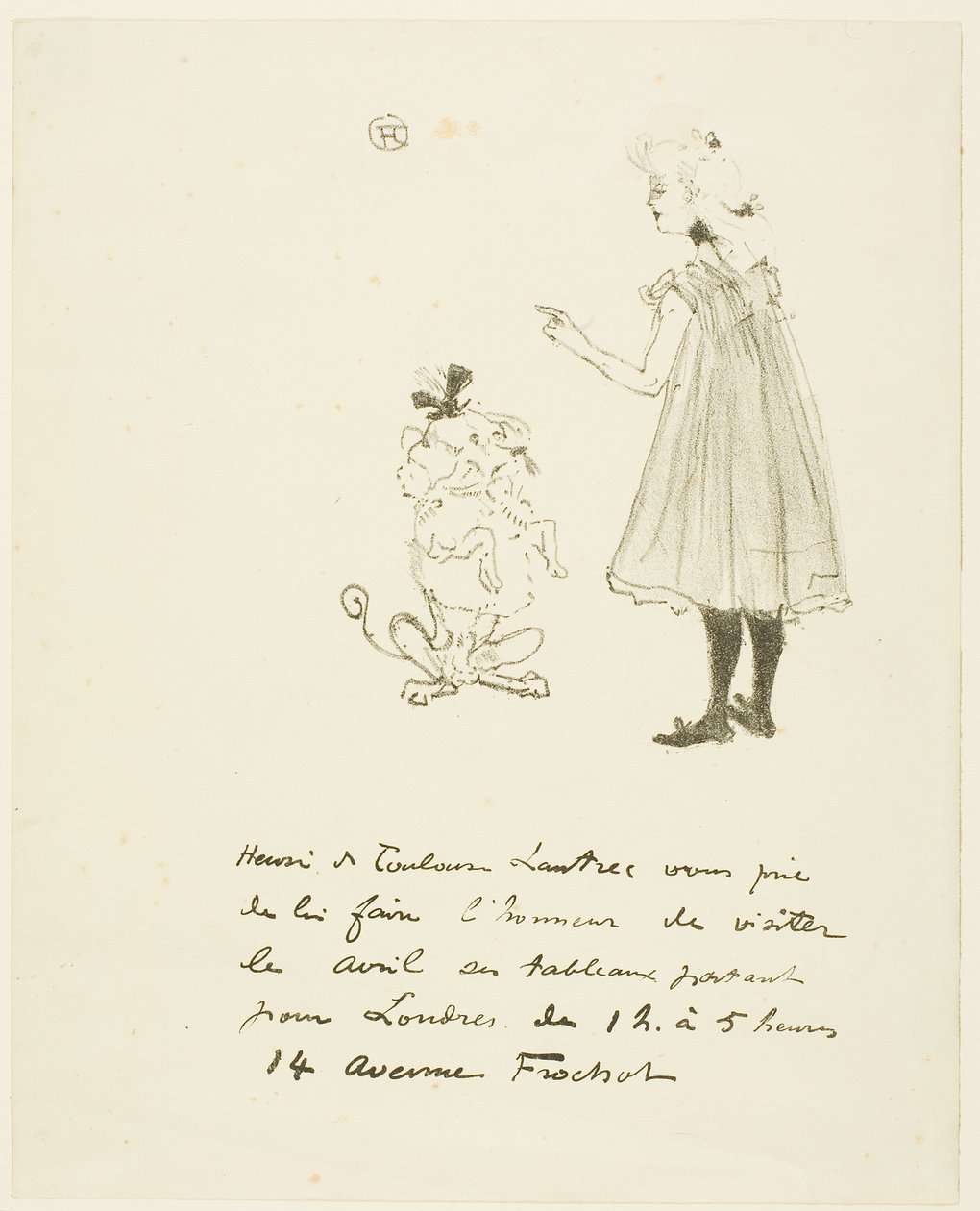 Invitación a una exposición de Henri de Toulouse Lautrec