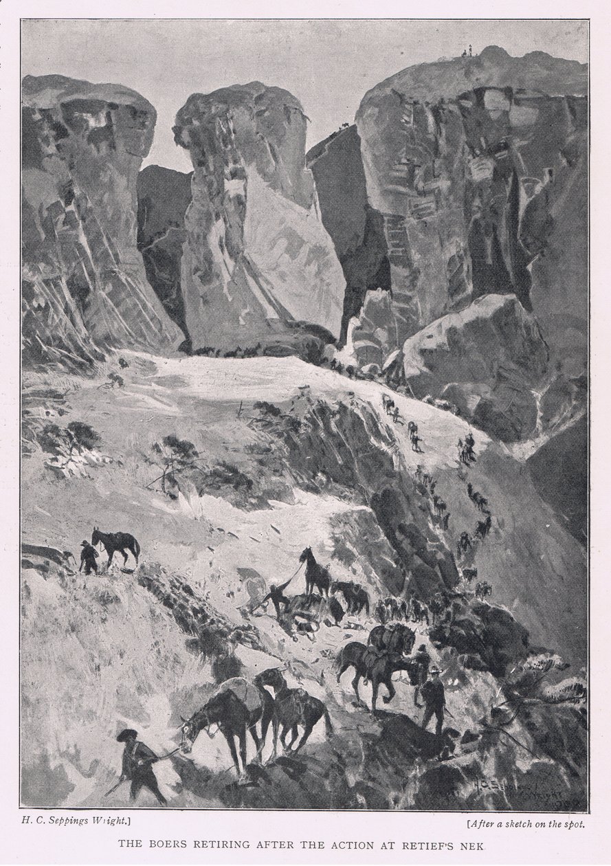 Los Bóers retirándose después de la acción en el Nek de Retief de Henry Charles Seppings Wright