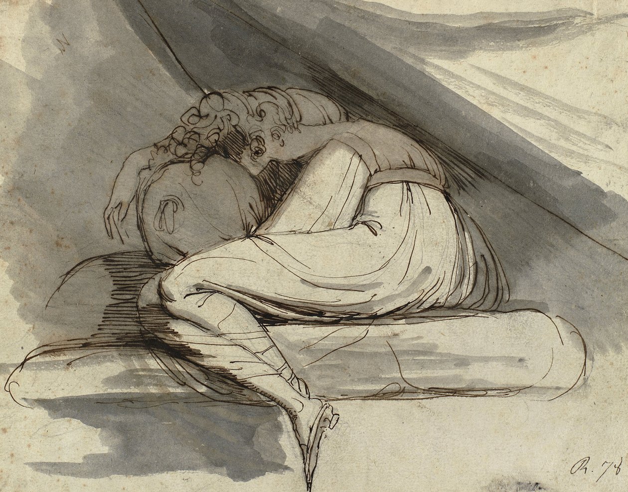 Mujer Sentada, Acurrucada de Johann Heinrich Füssli