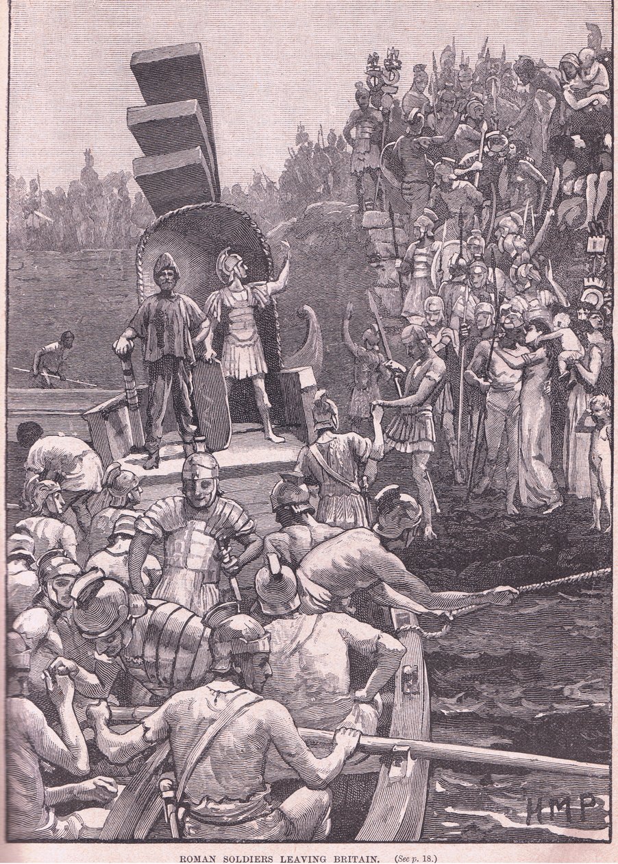 Soldados romanos dejando Britania en el año 410 d.C. de Henry Marriott Paget