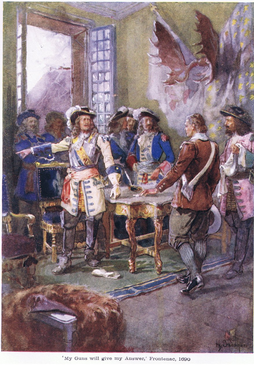 Mi arma dará mi respuesta Frontenac, 1690, c.1920 de Henry Sandham