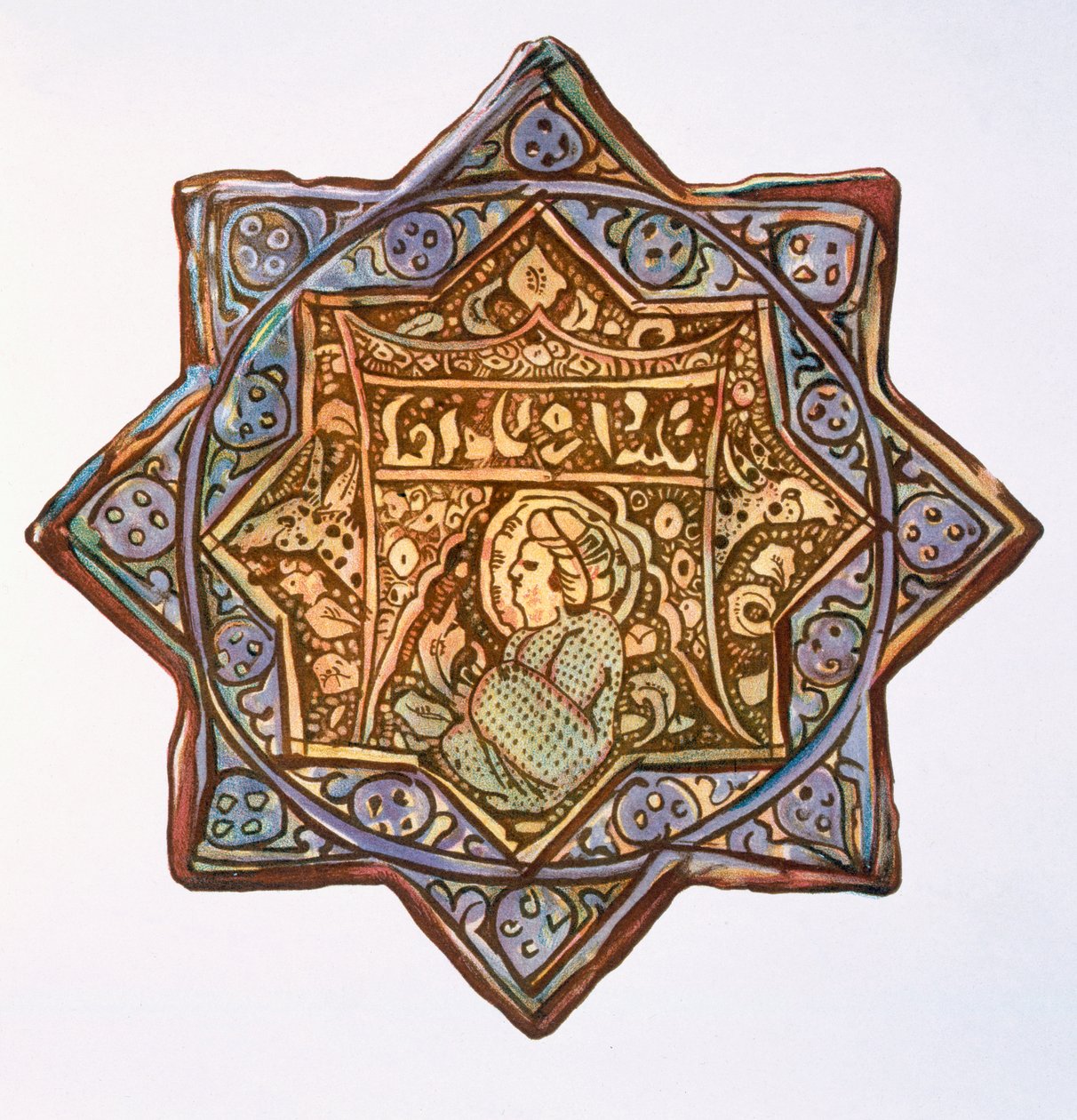 Azulejo persa lustroso: forma de círculo y estrella, siglo XIX de Henry Wallis