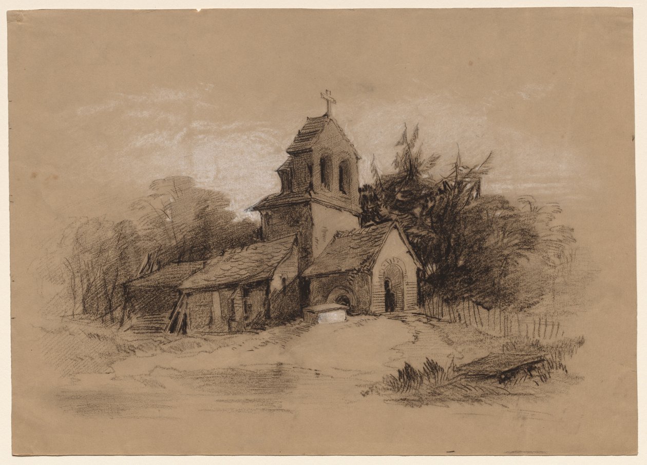 Iglesia en un Paisaje, 1800s de Henry Bright