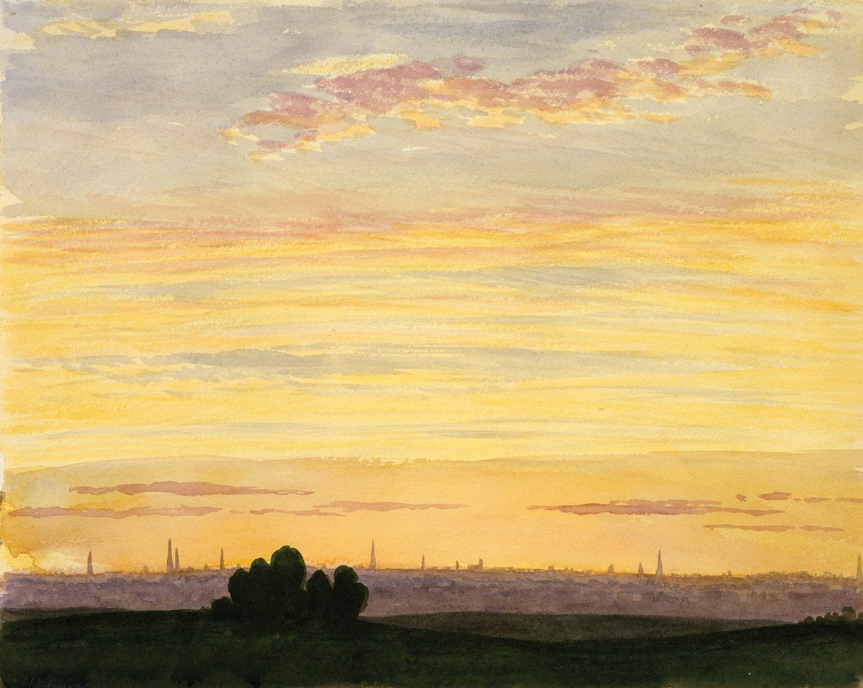 Ciudad y atardecer de Henry Farrer