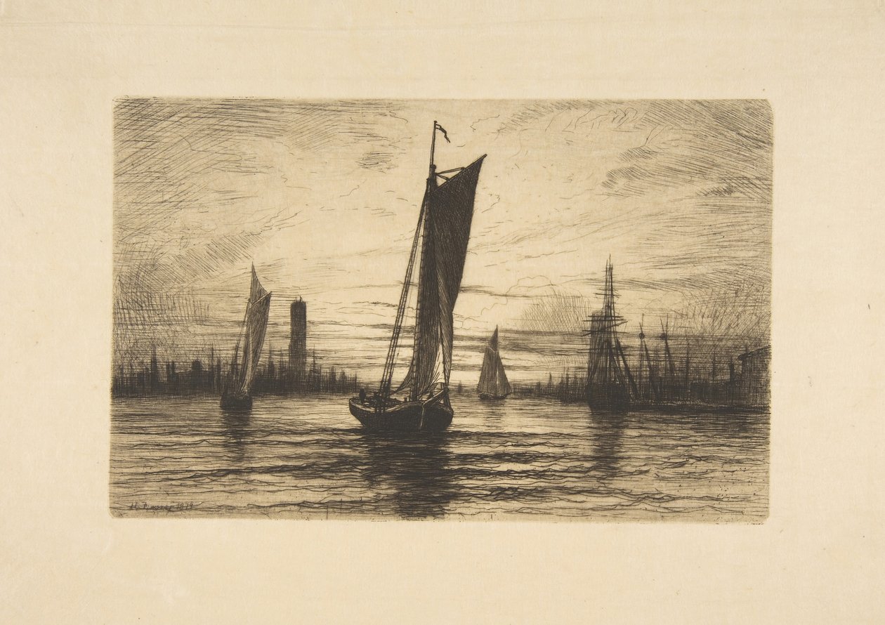 Atardecer en el East River de Henry Farrer