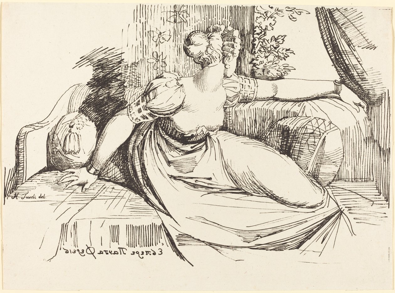 Una mujer sentada junto a la ventana de Johann Heinrich Füssli