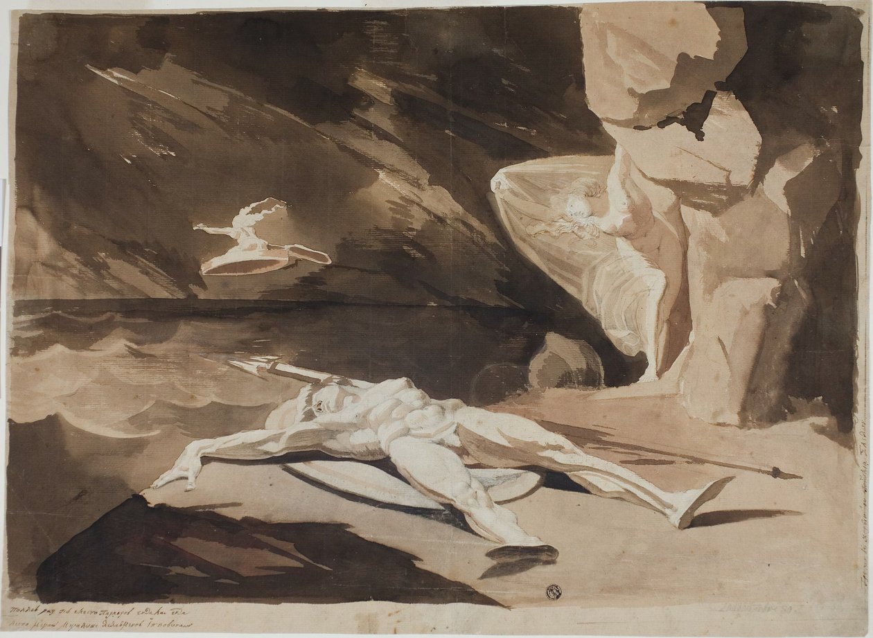 Tetis llorando el cuerpo de Aquiles de Johann Heinrich Füssli