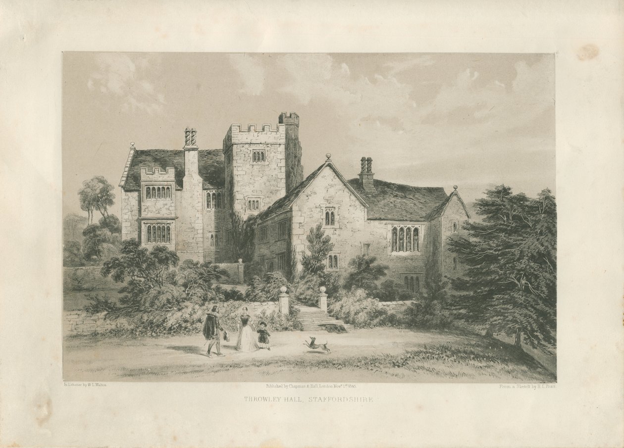 Throwley Hall: litotinta de Henry Lark Pratt