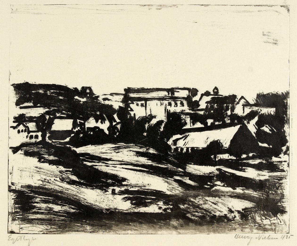 Paisaje ondulado con casas de Henry Nielsen