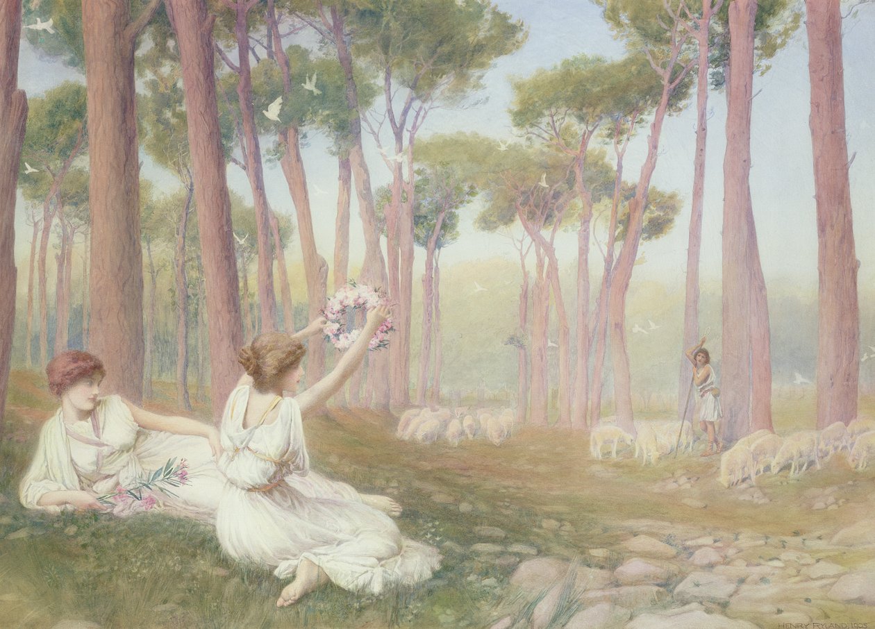 Afrodita ofreciendo a Helena a Paris, 1905 de Henry Ryland