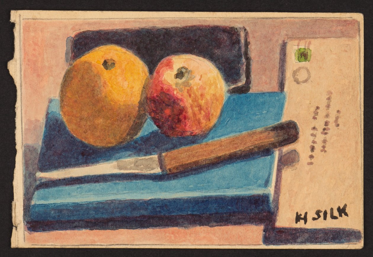 Fruta y cuchillo, c.1930 de Henry Silk