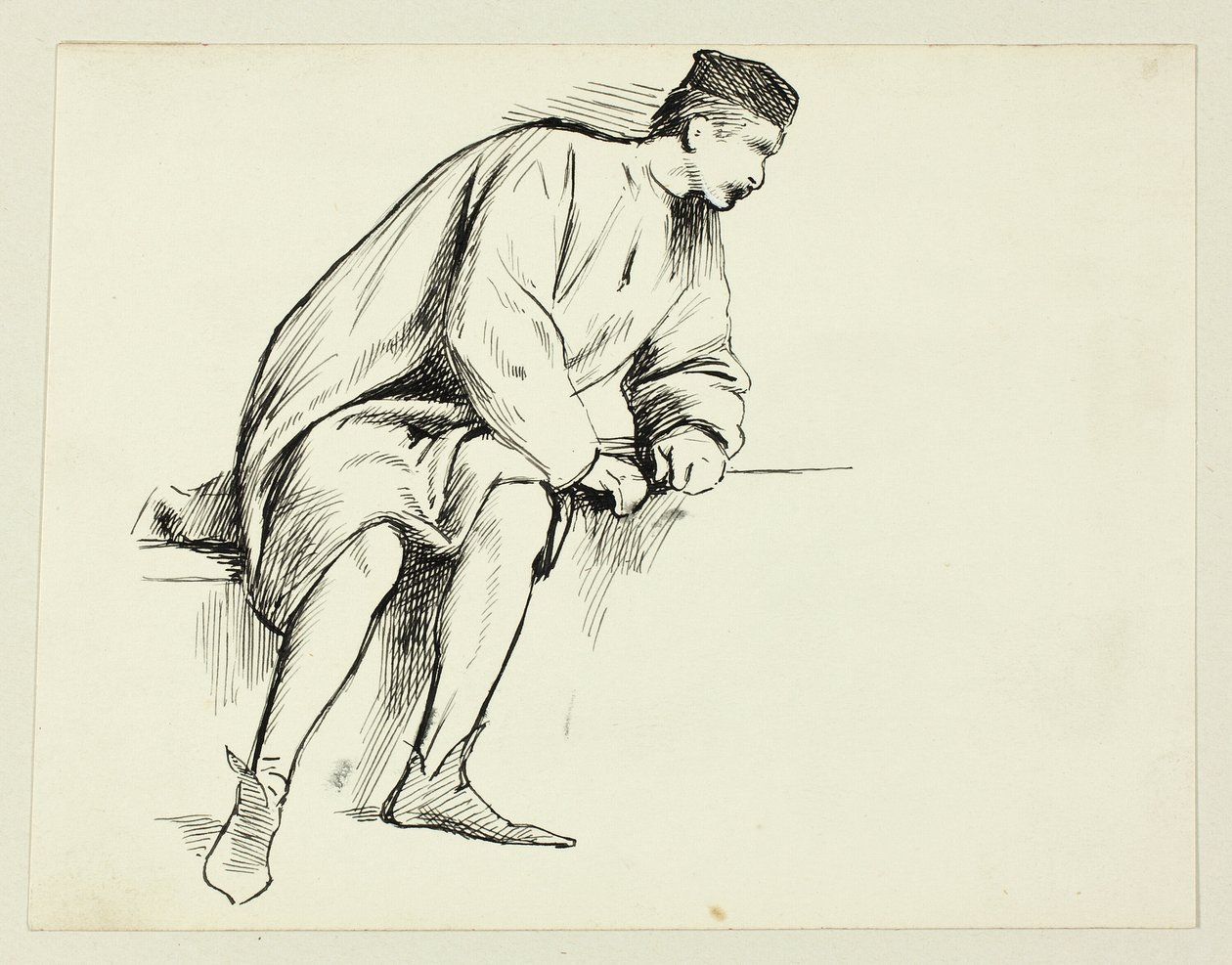 Hombre sentado apoyado en su brazo de Henry Stacy Marks