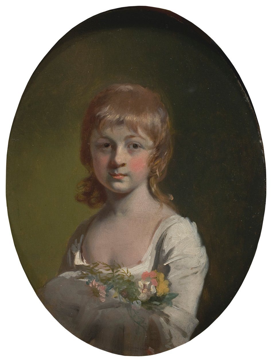Chica con un ramo de flores de Henry Walton