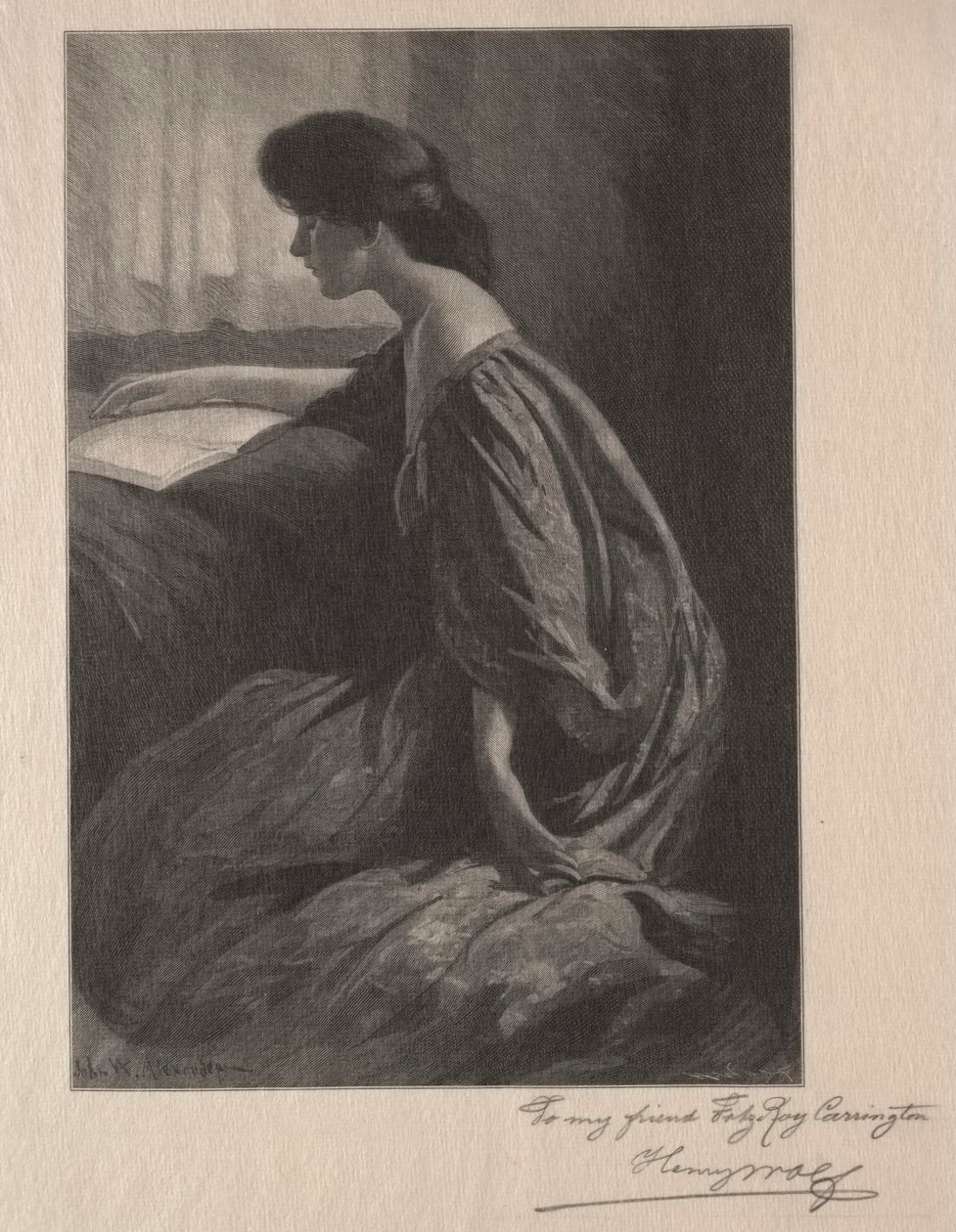 Niña leyendo en una ventana de Henry Wolf