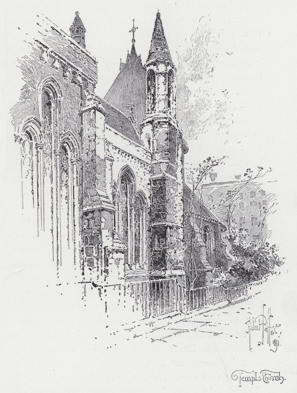 Iglesia del Templo (grabado) de Herbert (after) Railton