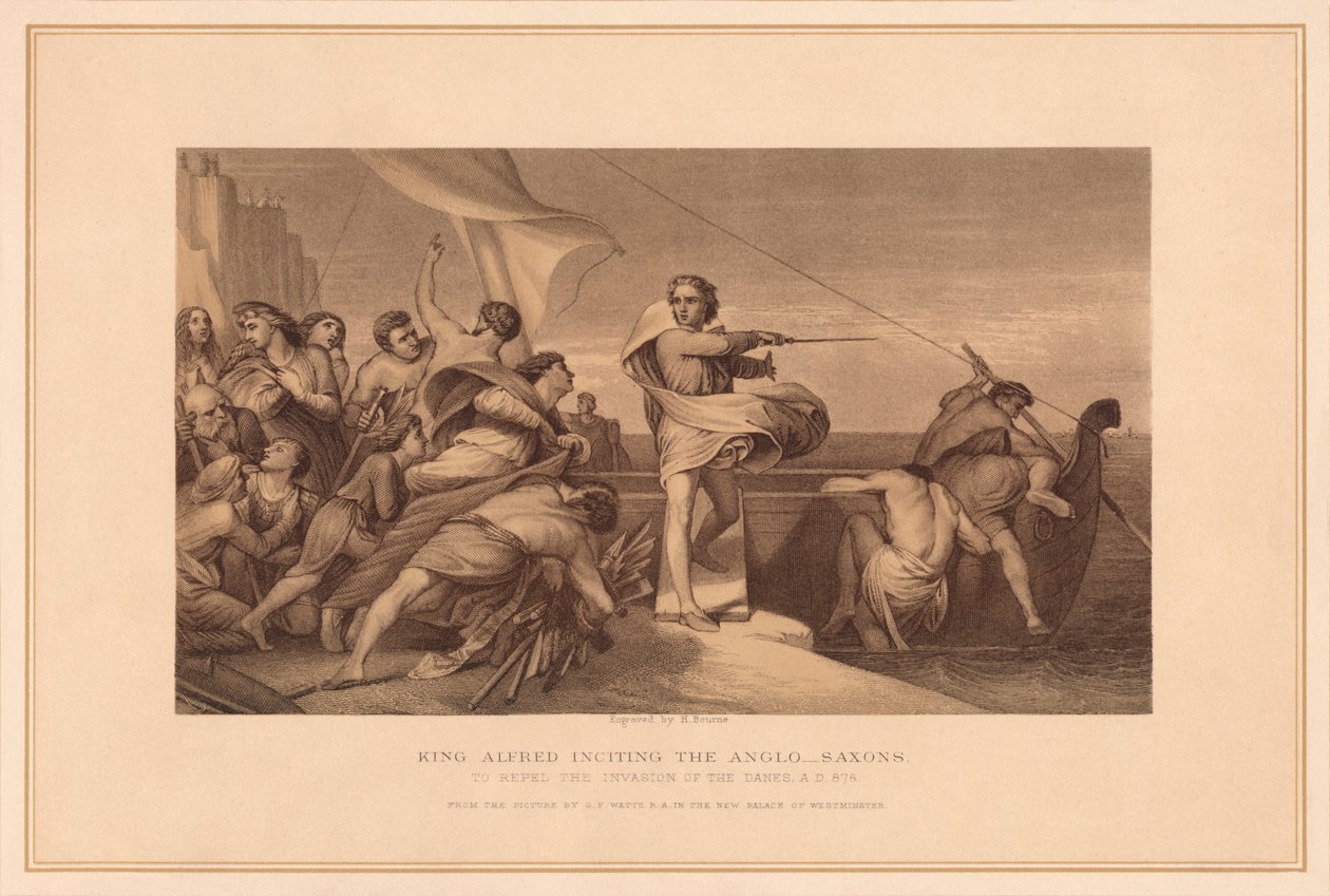 El rey Alfredo incitando a los anglosajones, 1878 de Herbert Bourne