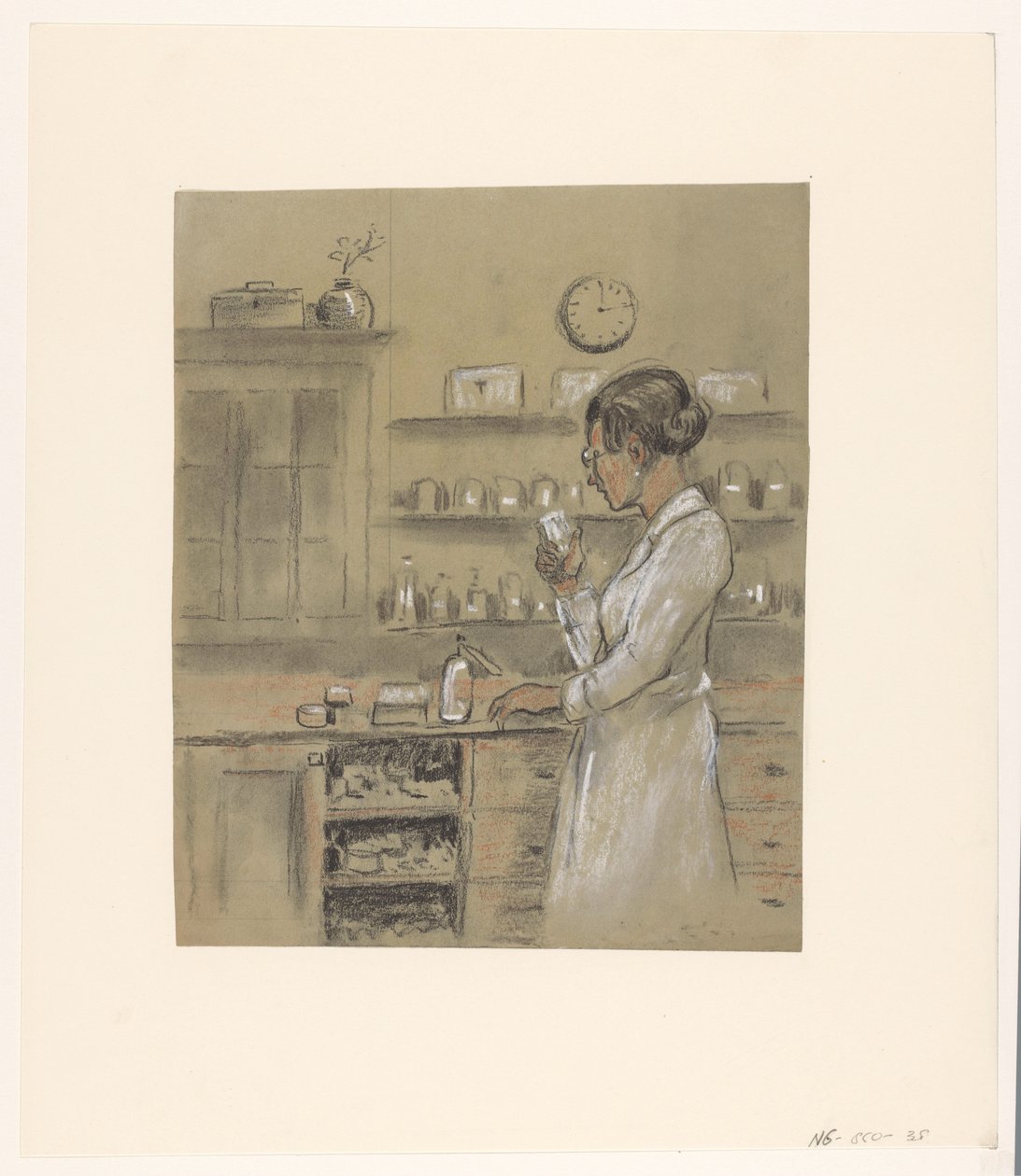 mujer, en, laboratorio de Herman Heijenbrock (possibly)