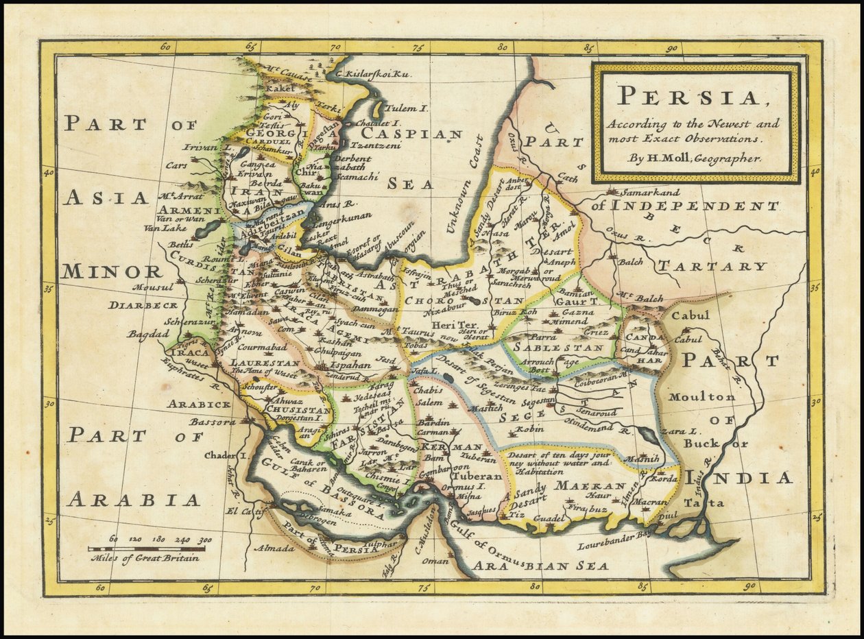 Mapa de Persia de 1740 de Herman Moll