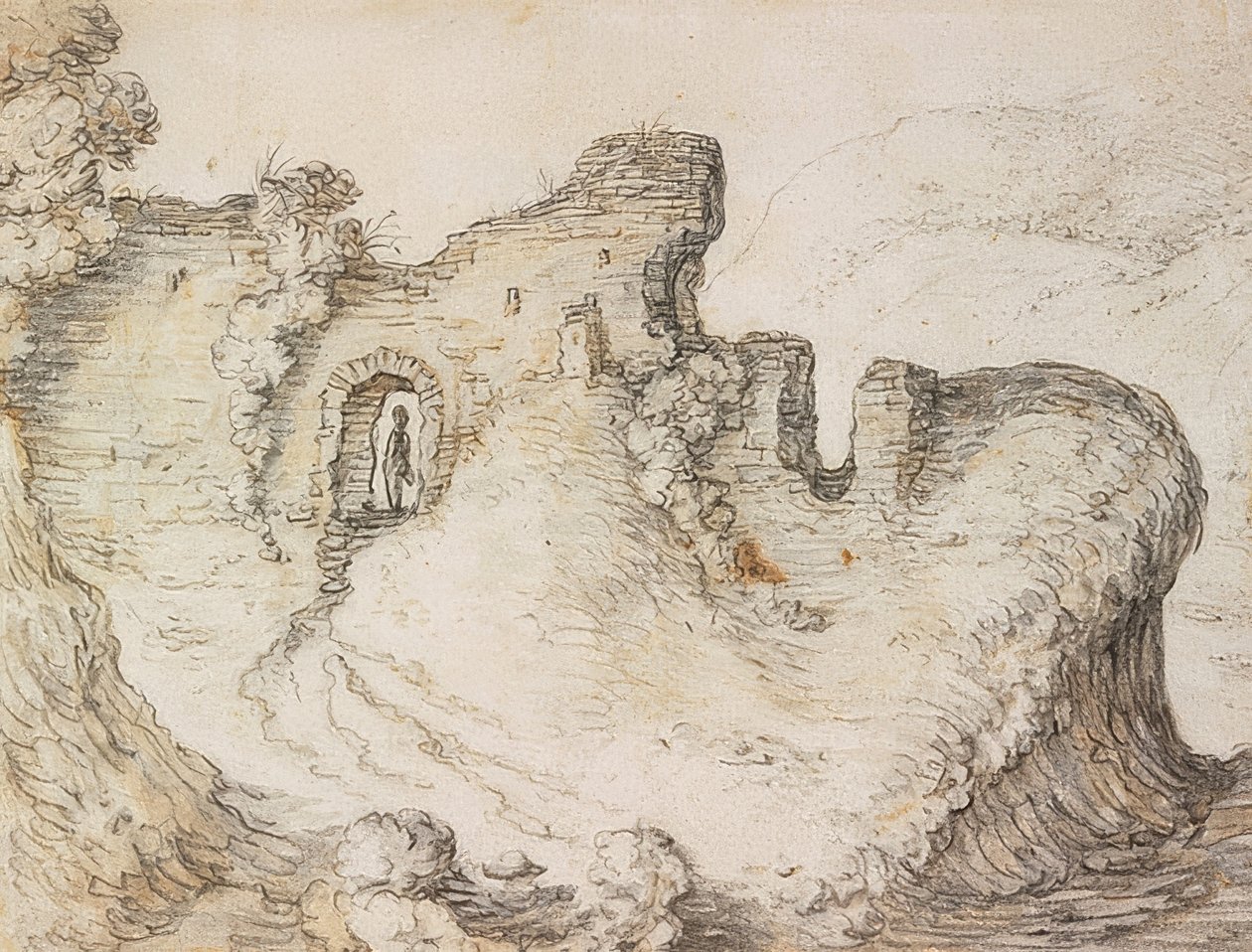 Paisaje montañoso con ruinas. Alrededor de 1650 de Herman Saftleven