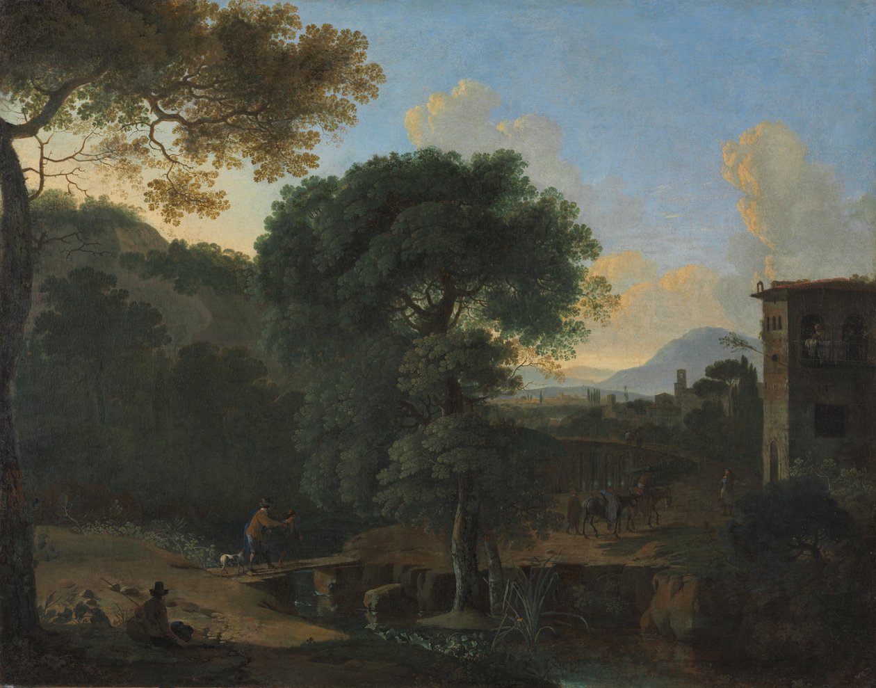 Paisaje con viajeros, 1630s de Herman van Swanevelt