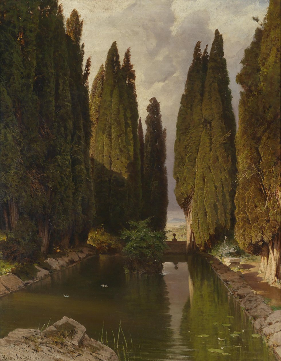 Parque cerca de Roma, vista de las montañas Albanas de Hermann August Krüger