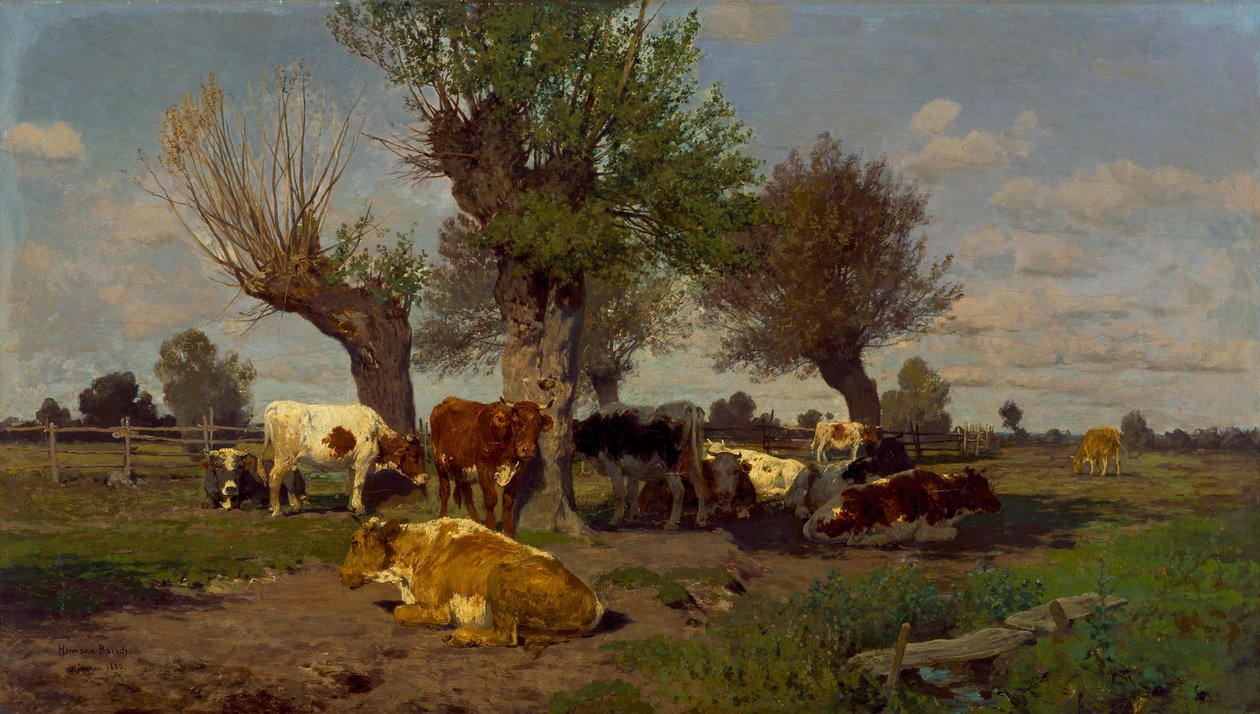Paisaje con una manada de ganado de Hermann Baisch