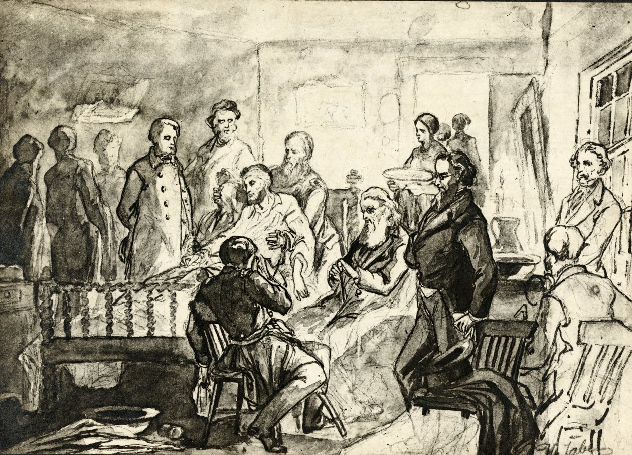 Abraham Lincoln en su lecho de muerte, c.1865 de Hermann Faber