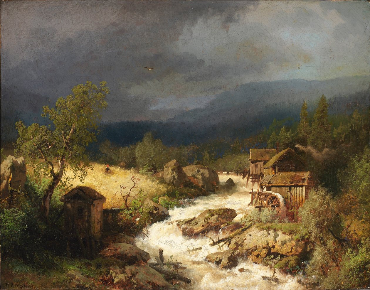 Molino en un torrente de Hermann Herzog