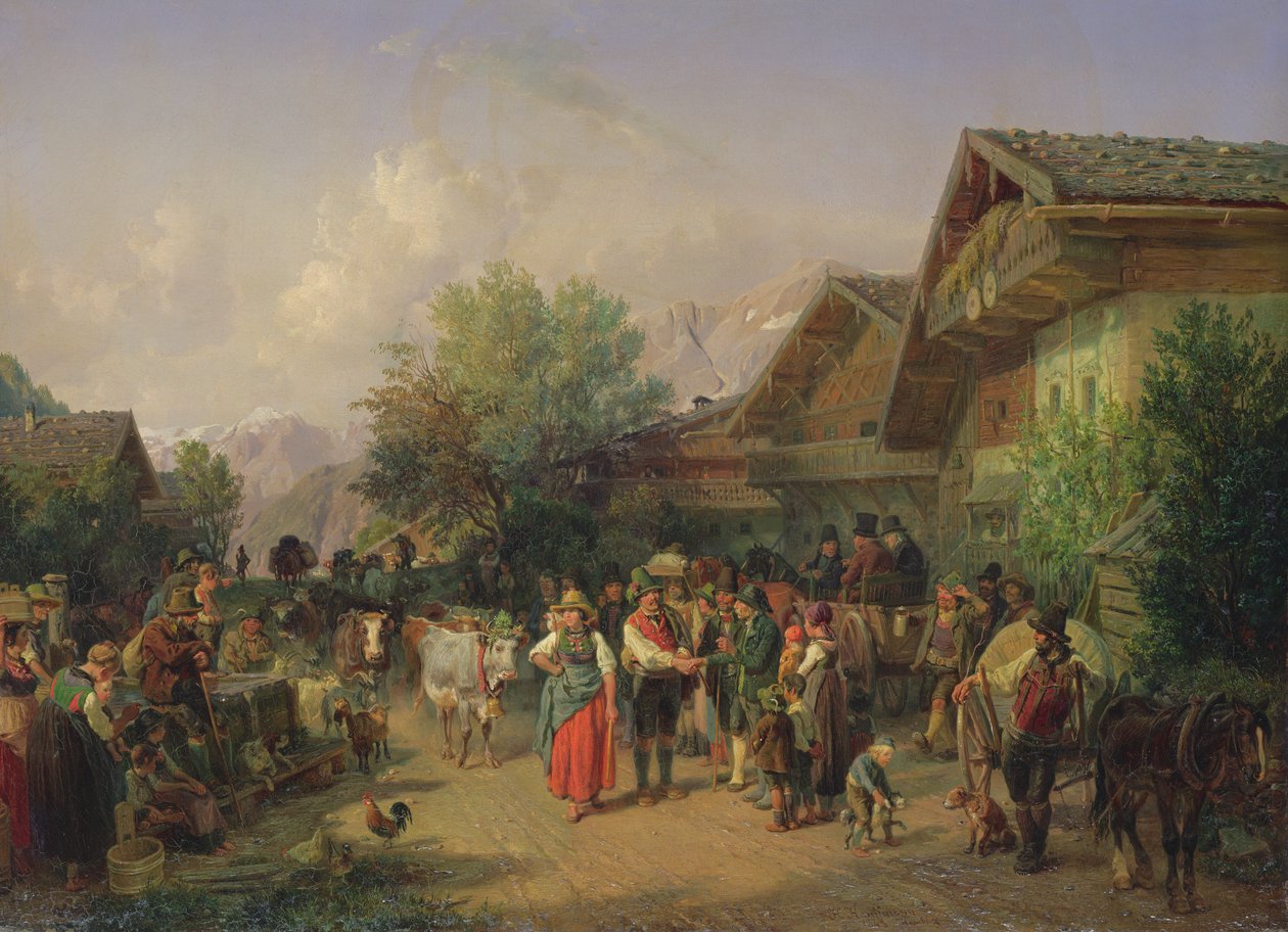 Regreso del Pasto Alpino, 1848 de Hermann Kauffmann