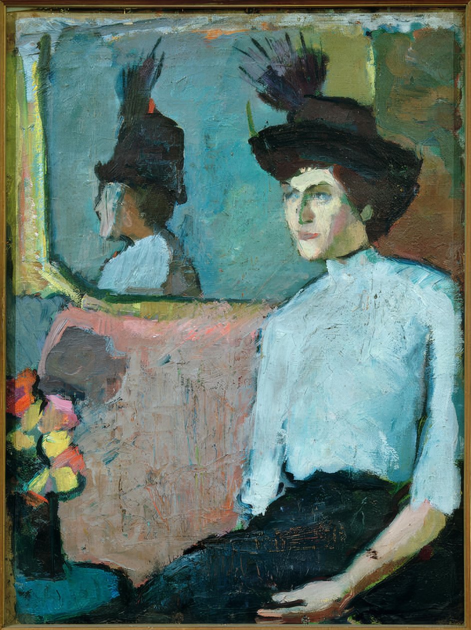 Señora con sombrero frente al espejo de Hermann Stenner
