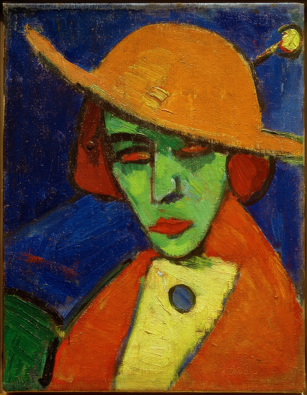 Mujer verde con sombrero amarillo II de Hermann Stenner