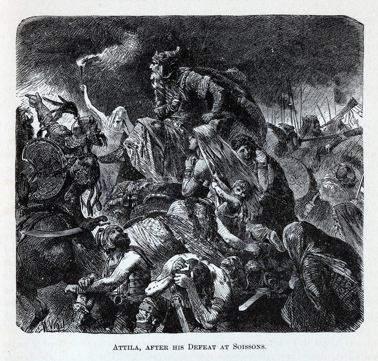 Atila después de su Derrota en Soissons, 1882 de Hermann Vogel