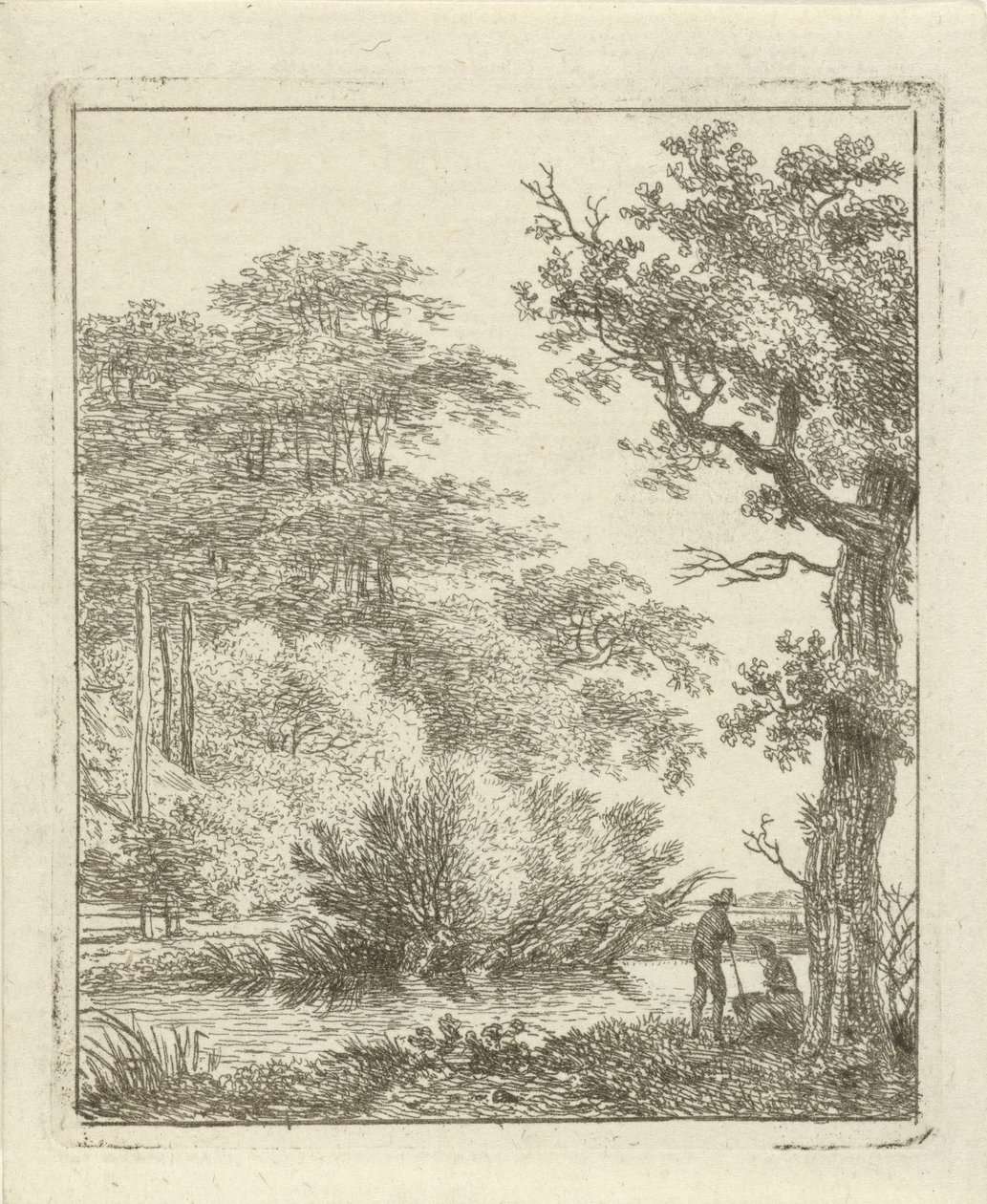 Dos personas por un arroyo de Hermanus Fock