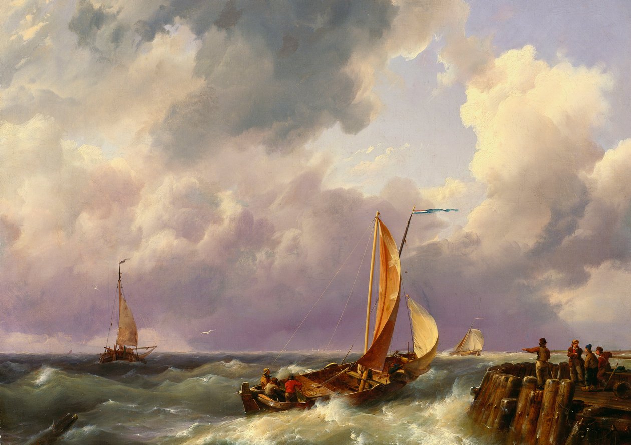 Embarcaciones en un muelle, 1852 de Hermanus Koekkoek