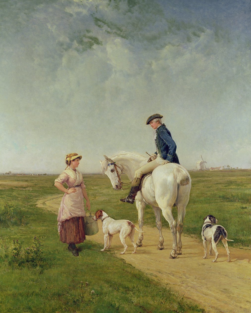Lechera hablando con un caballero de Heywood Hardy
