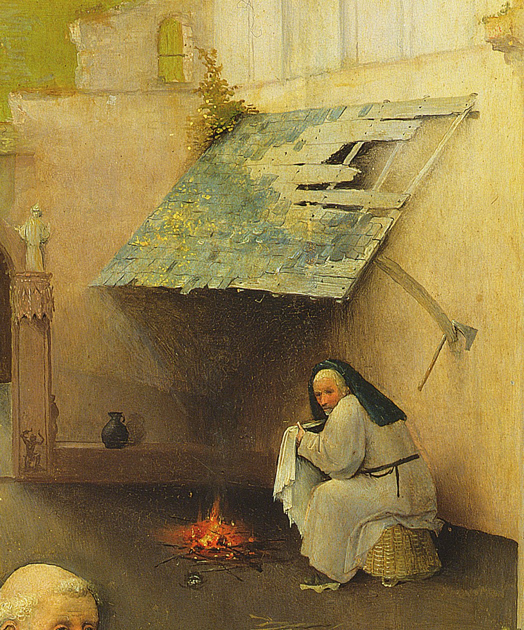 La Adoración de los Magos, (detalle) de una figura del fondo, 1510 de Hieronymus Bosch