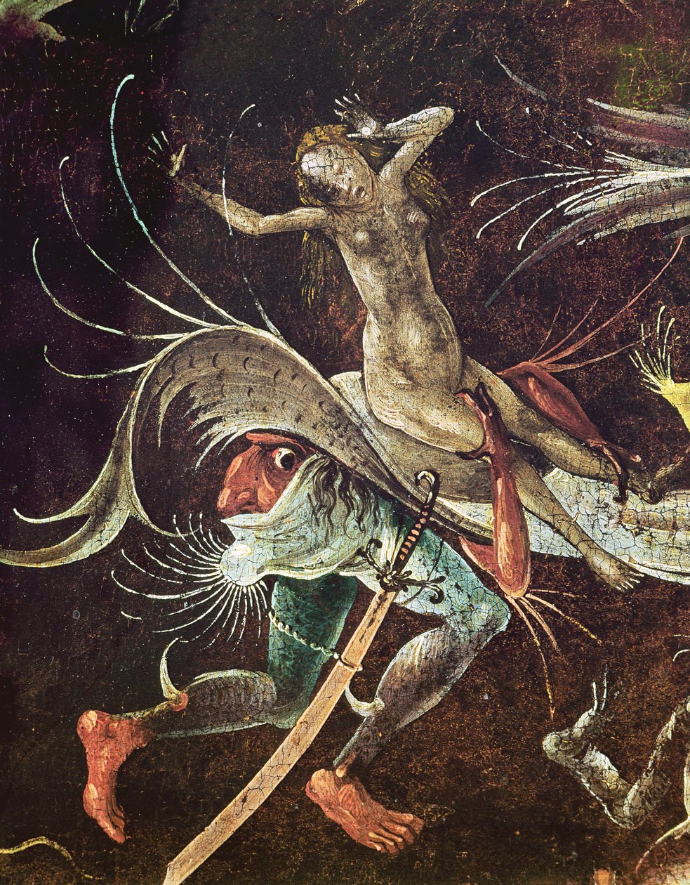 El Juicio Final, detalle de una Mujer siendo Llevada por un Demonio, c.1504 de Hieronymus Bosch
