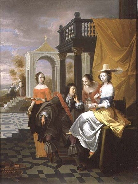 Un caballero cortejando, 1661 de Hieronymus Janssens