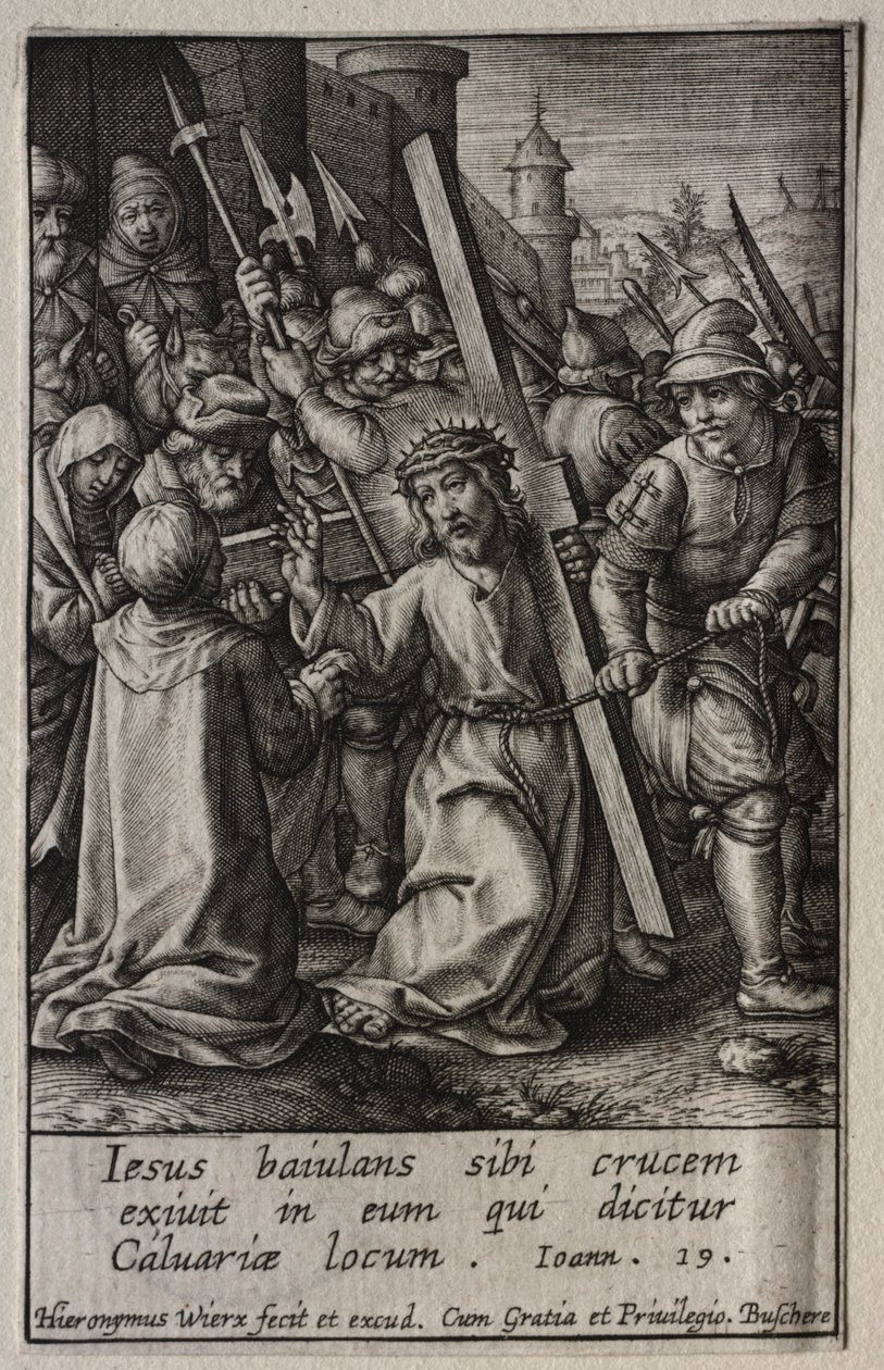 La Pasión: Cristo cargando la cruz de Hieronymus Wierix