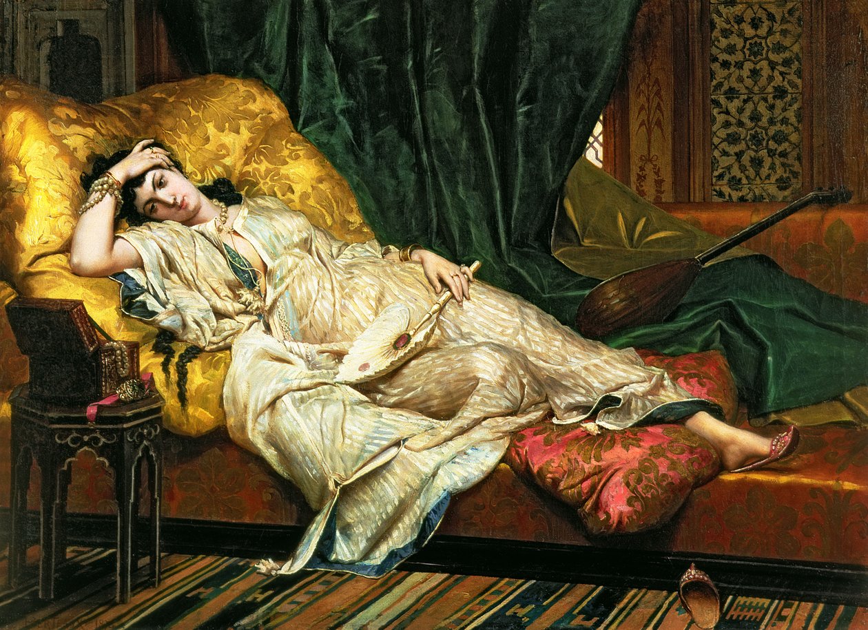 Odalisca con un laúd, 1876 de Hippolyte Berteaux