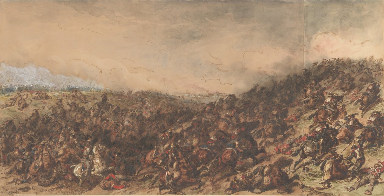 Escena de batalla Waterloo, 1815-66 de Hippolyte Bellange
