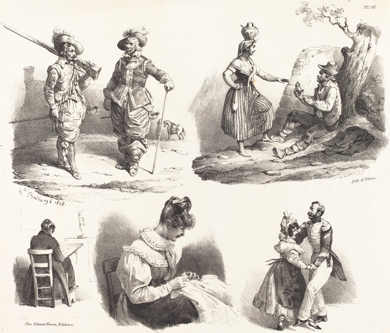 Cinco viñetas de Hippolyte Bellange